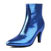 Glitter Gold Silver Ankle Boots Women High Spike Heels Rosy Green Shiny Wedding Party Dress Lady Zipper Pointed Toe Short Boots