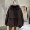 Winter new fox fur collar splicing knitted down jacket women's short thickened warm woolen fur jacket