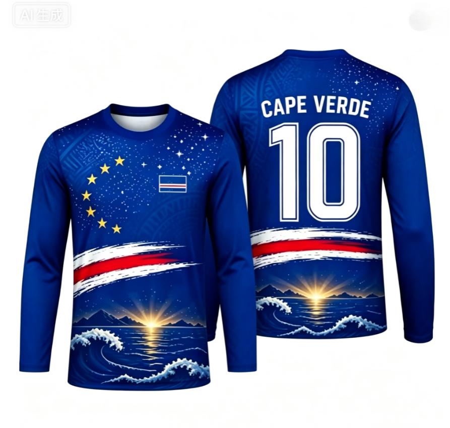 3D Printed 2026 Men's Long-Sleeved T-Shirt Cape Verde Football Jersey Training T-Shirt Streetwear Women's T-Shirt Sports Top Y2k