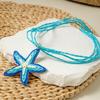 Cross Border Bohemian Style Blue Lafite grass starfish pendant necklace Women Jewelry Beach Style Fake Dopamine Necklace