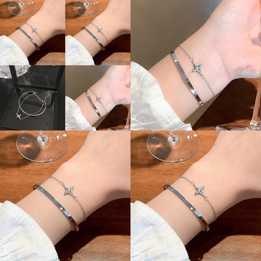 Chic Geometric Star Bracelet Womens Summer 2024 Trendy Double Layer Jewelry