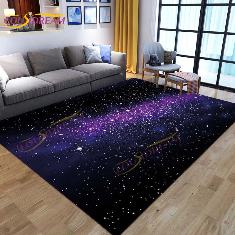 3D Colored Space Mat Galaxy Rug Starry Sky Carpet for Living Room Bedroomt Sofa Planet Rug Nursery Play Rug Floor Mat Home Decor