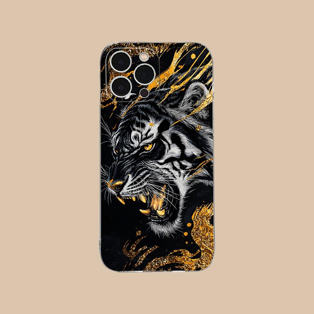 

Tiger Neon Mobile Cell Phone Case for iPhone 17 16 15 14 13 12 11 X XR XS Air Pro Max Plus Mini Clear Colorful Cover Cover iPhone XS Max