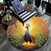 Peacock Round Area Rug,Carpet Rug for Living Room Bedroom Sofa Playroom Decor,Non-slip Floor Mat
