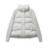 European and American knitted sleeves splicing down jackets women's short winter fashion stand-up collar warm white duck down tops are popular