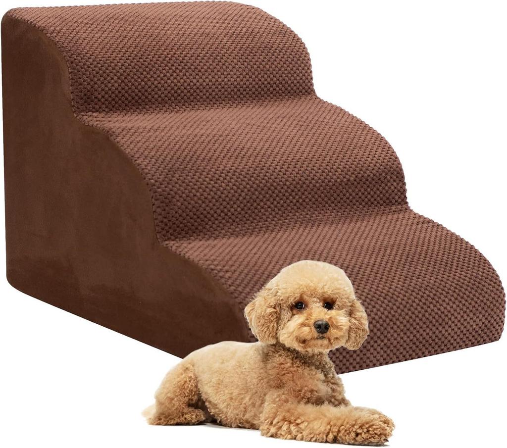 Washable Pet Steps for Small Dogs Non Slip Foam Stairs with Removable Cover for Sofa Bed Climbing Dog Ramp