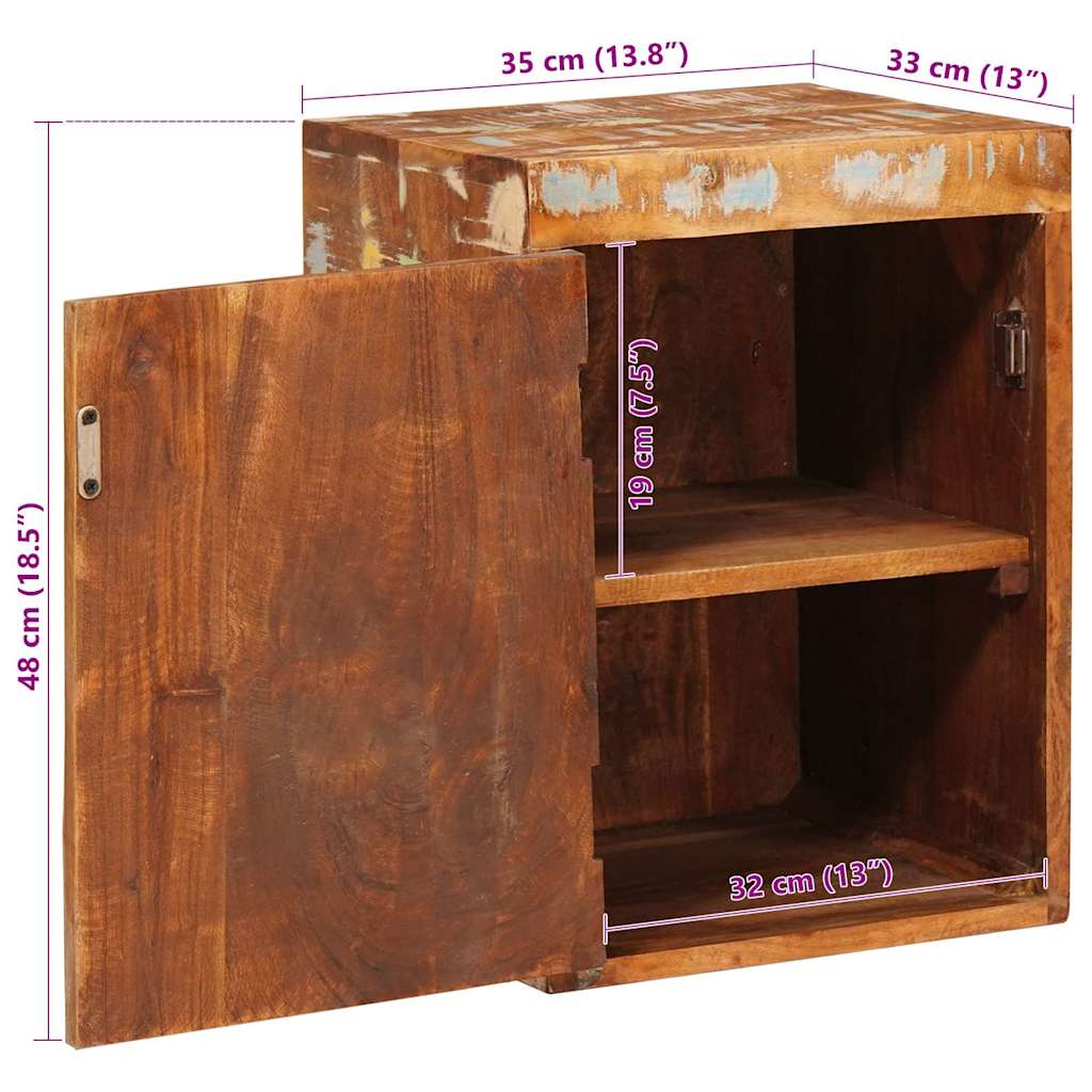 Nightstand Brown 35 X 33 X 48 Cm Solid Wood Reclaimed Wood