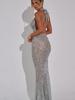 2024 Winter Women's Fashion Sequin Halter Deep V Bodycon Dress - Sexy Slimming Micro Backless Long Dress