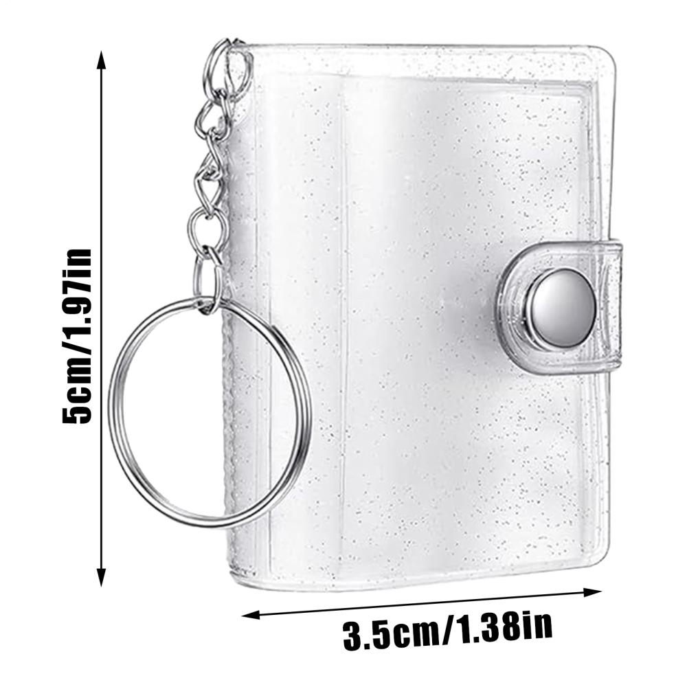Mini Photo Album Keychain 5x3.5cm 2 Inch Photo Album Transparent Album Binder With 24 Pockets For Kids Wallet Backpack