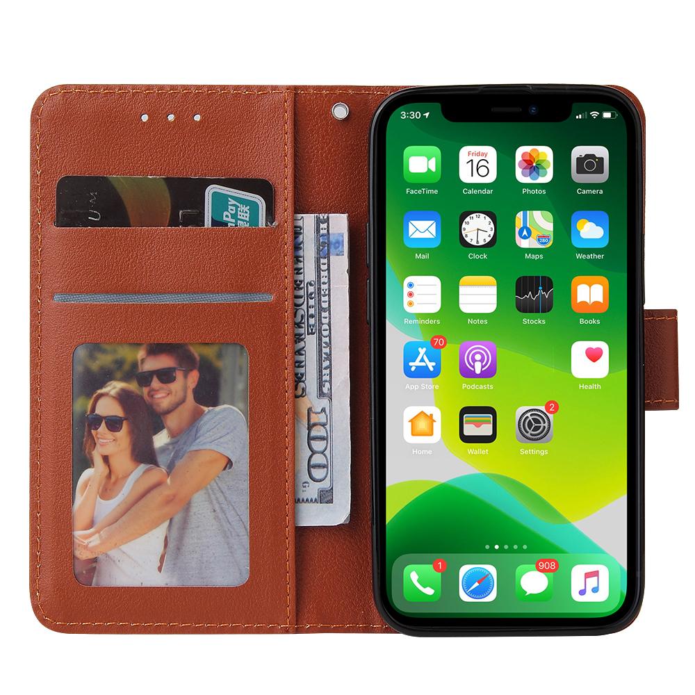

For iPhone 13 mini Case PU Leather Phone Cover with Card Slots Wallet Brown