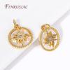 Pendentifs Rond Soleil Plaqué Or 18K Laiton Métal de Haute Qualité Charms Coquille Incrustée Pour Fabrication de Bijoux Accessoires DIY Vente en Gros
