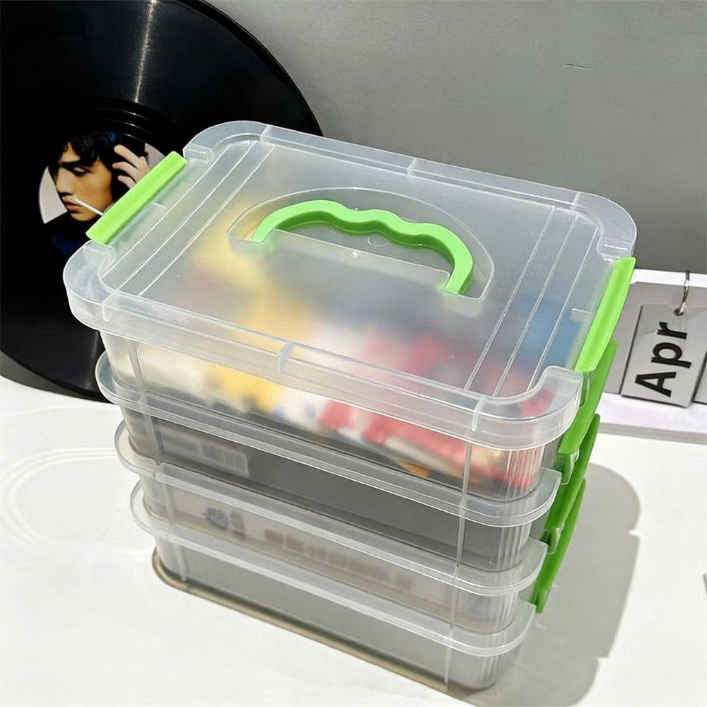Paintbrush Multi Layer Pencil Case Transparent Stackable Organizer Box Partitioned Drawer Portable Storage Box School