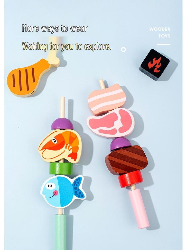 Kids' Pretend Play BBQ Grill & Ocean Animal Skewer Set