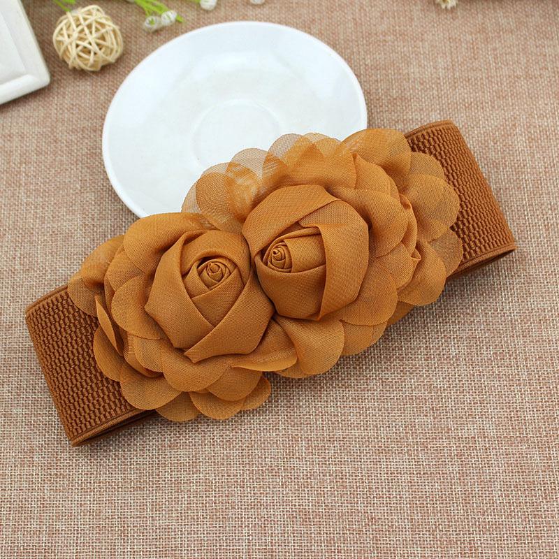 Women's Versatile Double Flower Elastic Waist Belt – Korean Fashion Accessory