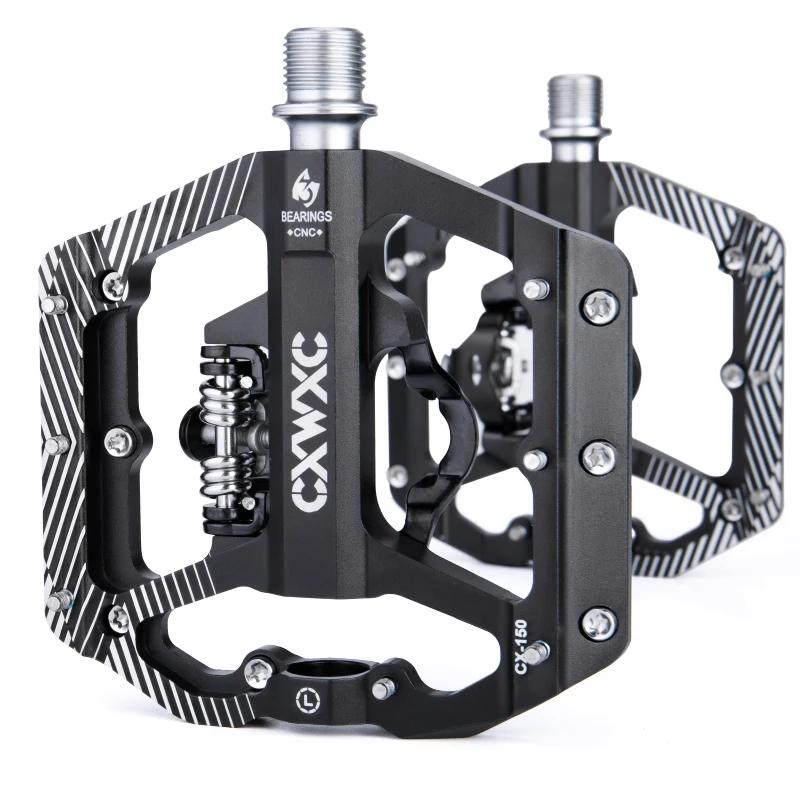 CXWXC Dual Function Platforms Flat / Clipless MTB Pedals SPD Cleats 3 Sealed Bearings Bike Pedals Road Bmx Pedals For Bicycle чёрный