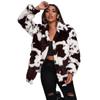 Women's Harajuku Style Black and White Cow Print Faux Rabbit Fur Coat - European and American Autumn/Winter Jacket