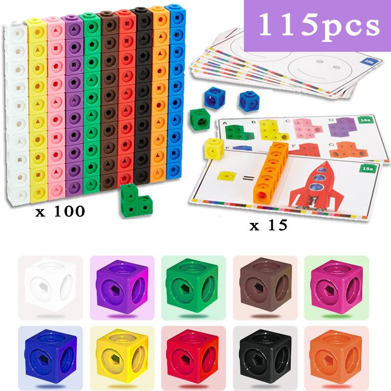 Children Math Cubes Montessori Toys Geometric Counting Link Cubes Snap Blocks Stacking Games Fine Motor Training Sensory Toys