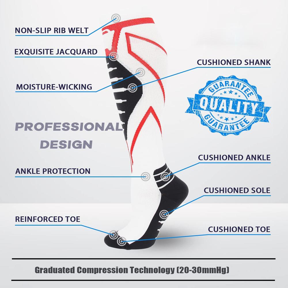 1Pair Compression Socks For Men & Women 20-30 Mmhg Knee High -Best Support For Medical, Athletic, Sports, Travel,Running Nurses