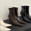 Pointed short boots women's autumn and winter 2025 new boots fleece short boots niche thin women's boots thin heel high heel boots