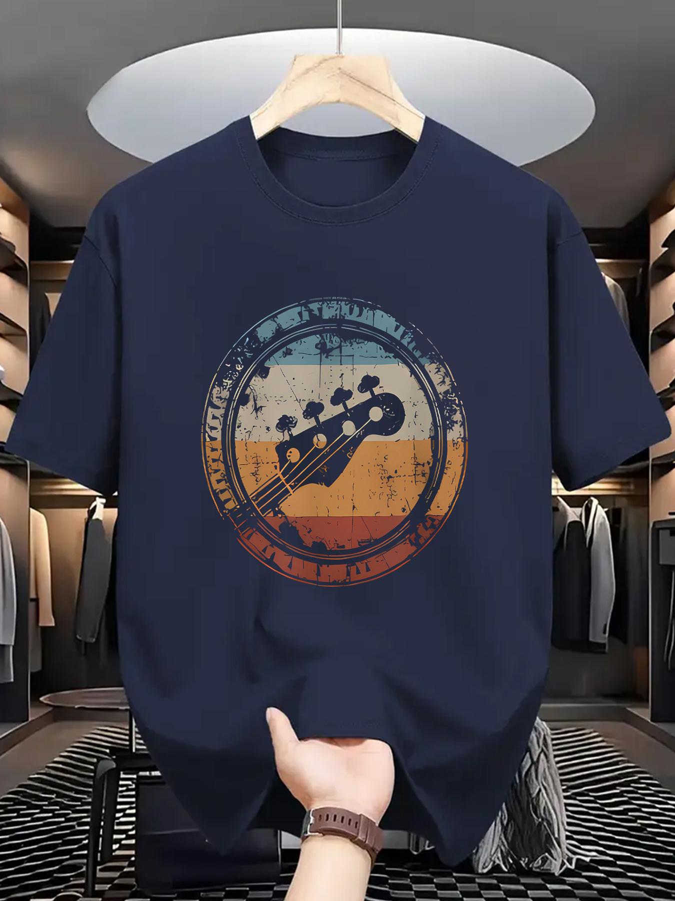 

ZX Summer Old Time Melody Printed Polyester Mens Tshirt Trendy Round Neck Short Sleeved Slightly Elastic Summer Tshirt 4XL