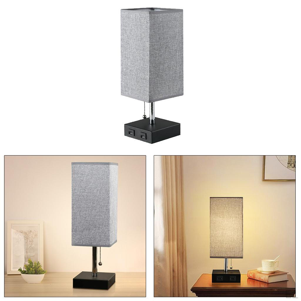 Table Lamp Linen Fabric Shade for Desk Bedroom Dorm