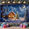 Festive Banner Snowy Theme Christmas Tree Banner Cabin Banner Cabin Scene For Home Decor Indoor Display Winter Festival