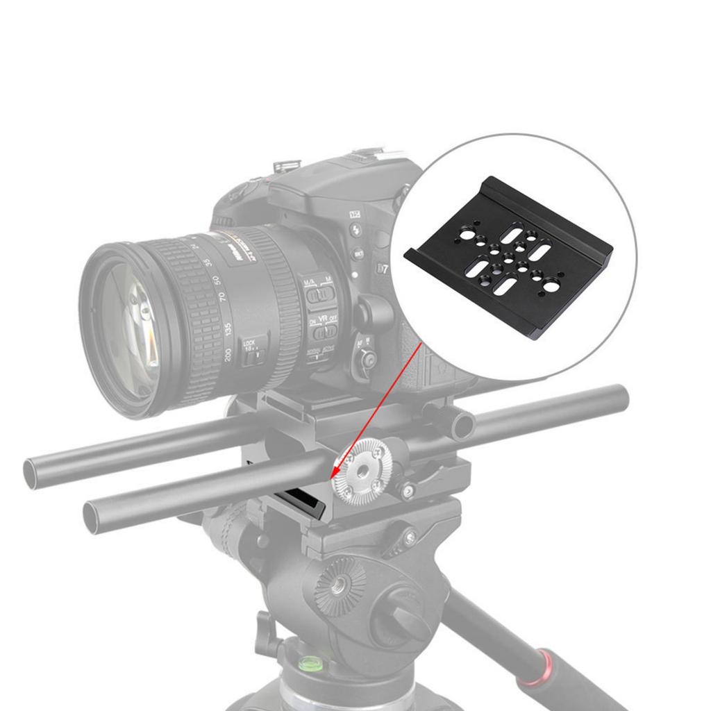 80MM Quick Release Tripod Baseplate with 1/4inch & 3/8inch Thread Aluminum Dovetail Bridge Plate Simple Installation