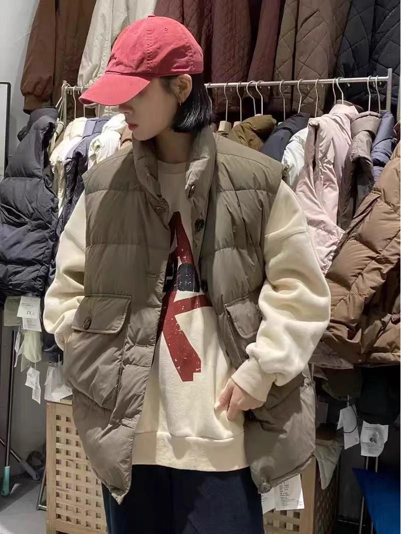 

Женский пуховый жилет в корейском стиле со стойкой, коллекция осень/зима 2024: Свободный, Теплый, Ленивый Стиль Medium хаки