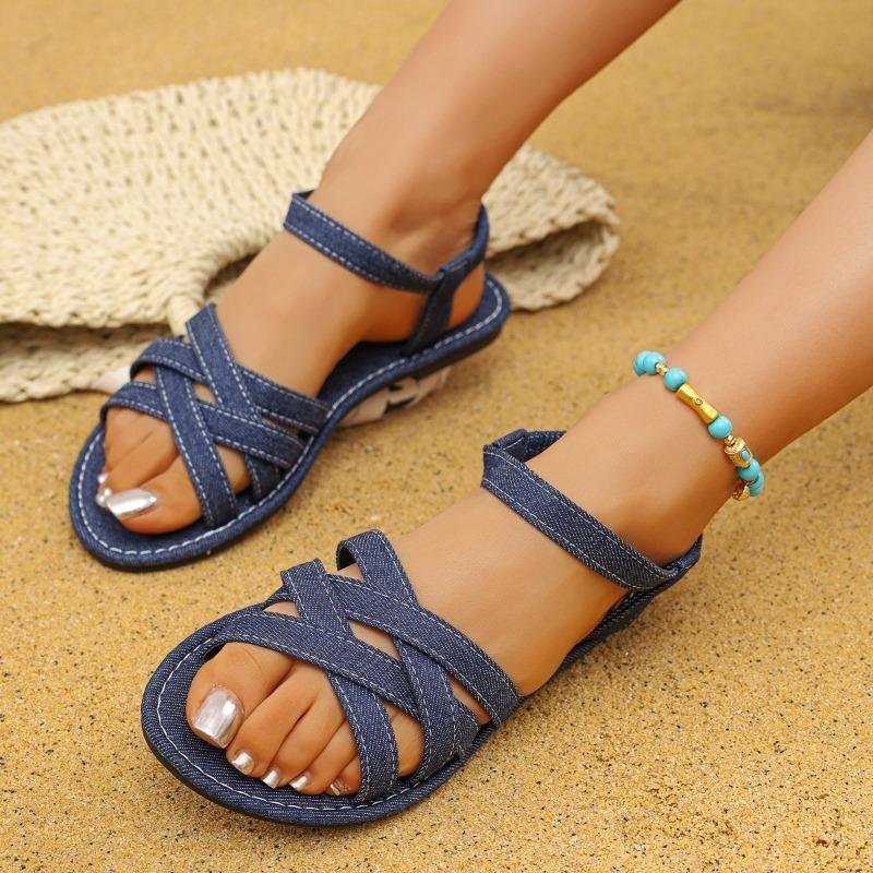 New Summer Women Flat Shoes, European American Roman Sandals, Beach Sandals