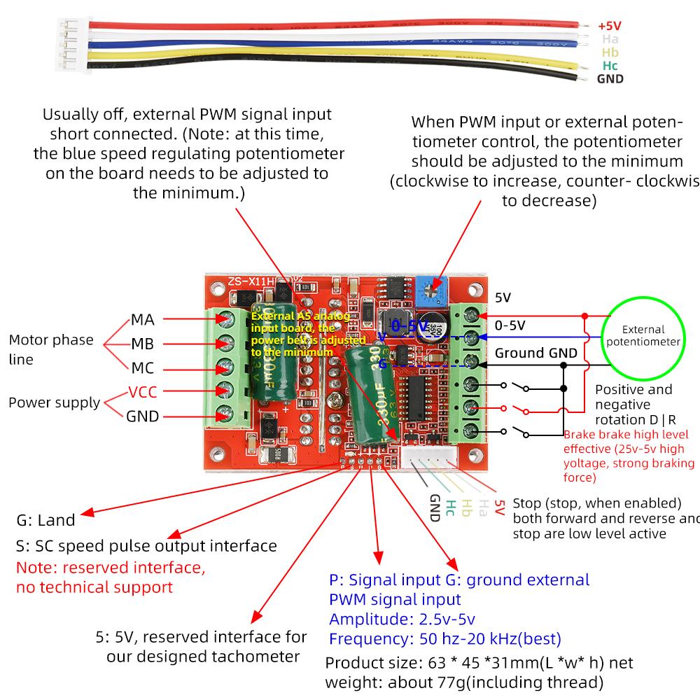 400W 9-60V PWM DC Brushless Electric Motor Speed Controller with Hall  BLDC Motor Controller 3 Phase Electronic Kit