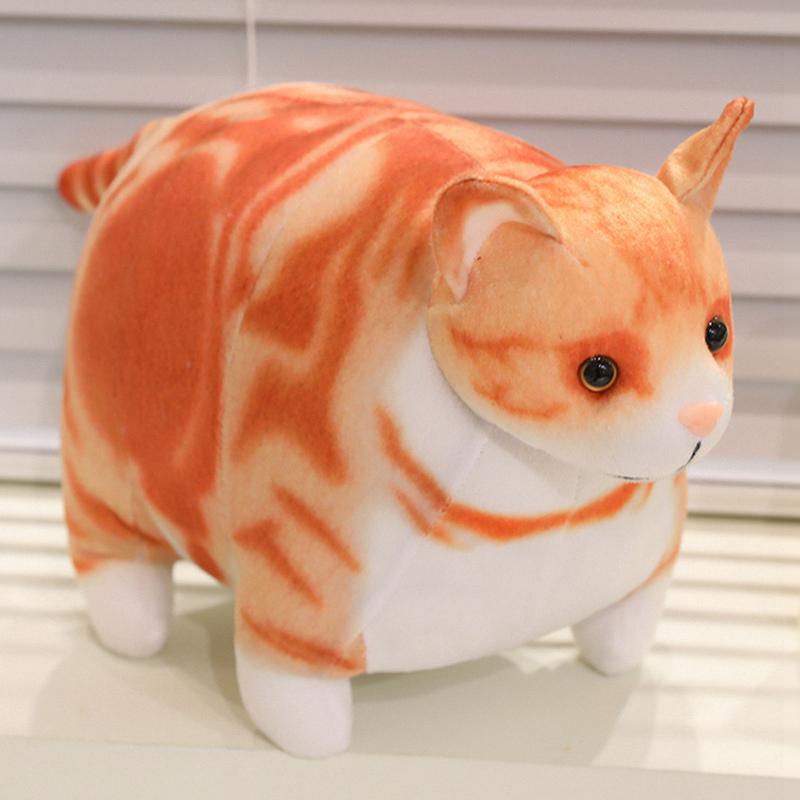 Funny Lifelike Chubby Cat Plush Toys Cotton Stuffed Full Pet Cat Doll Cute Pet Kitten Hanging Toys Bags Decor Home Throw Pillow