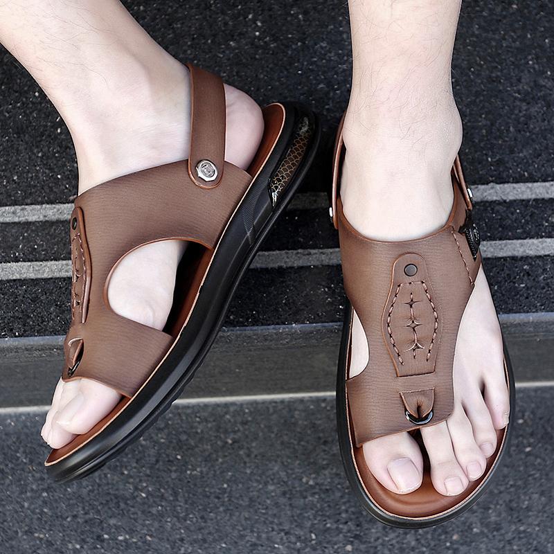 Men's Fashion Business Leisure Beach Shoes Summer Outdoor Breathable Anti Slip Comfortable Type of Clamping Toe Slippers Sandals