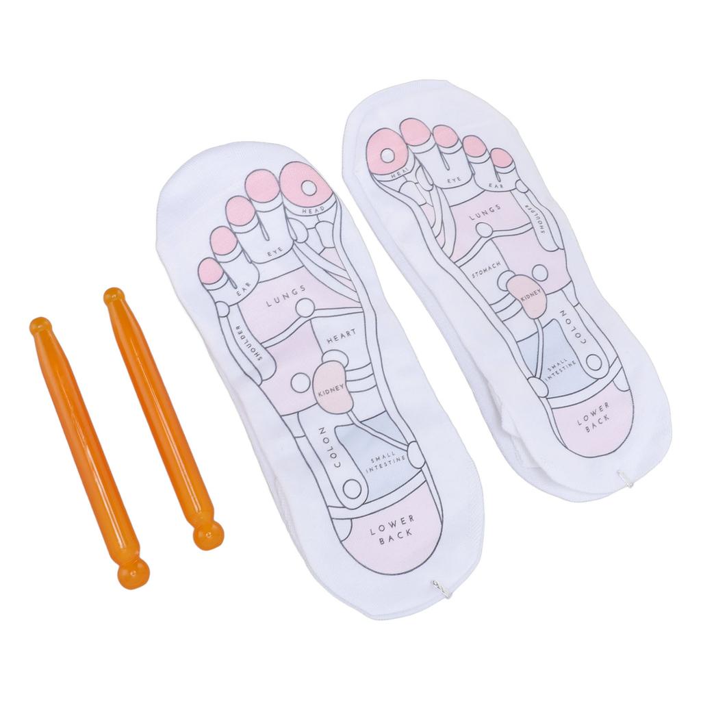 2 Pairs Socks with 2pcs Sticks Unisex Cotton Soft Anti Slip Socks Trigger Point Sticks Set