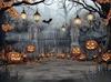 Halloween Ghost Cemetery Pumpkin Lantern Theme Banner Background Misty Forest Trail Decoration Photography Background Cloth