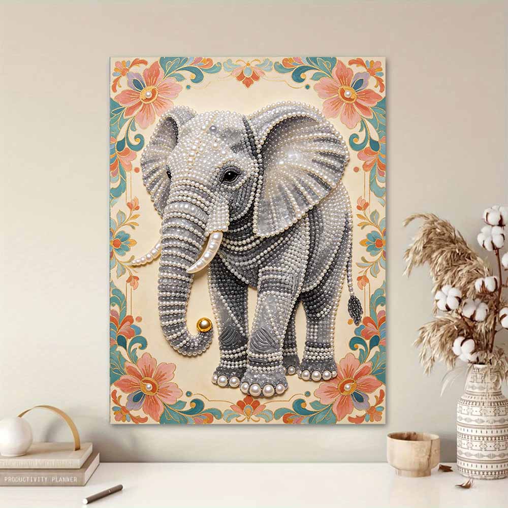 Elephant Pearl Kit DIY 5D Rhinestone Art Craft for Adults and Kids Home Party Decoration Handmade Gift