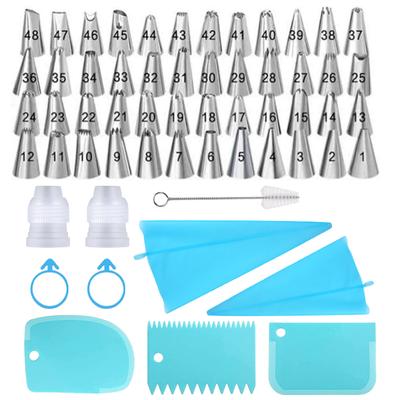 61PCS Piping Bags and Tips Set, Bake Cake Decorating Kit with  Stainless Steel Tips,  Reusable Silicone Pastry Bags,  Couplers