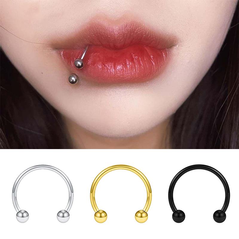 1pc 316L Stainless Steel Lip Rings Studs Labret Piercing Master Earrings Septum Nose Hoops Unisex Women Punk Cool Body Jewelry