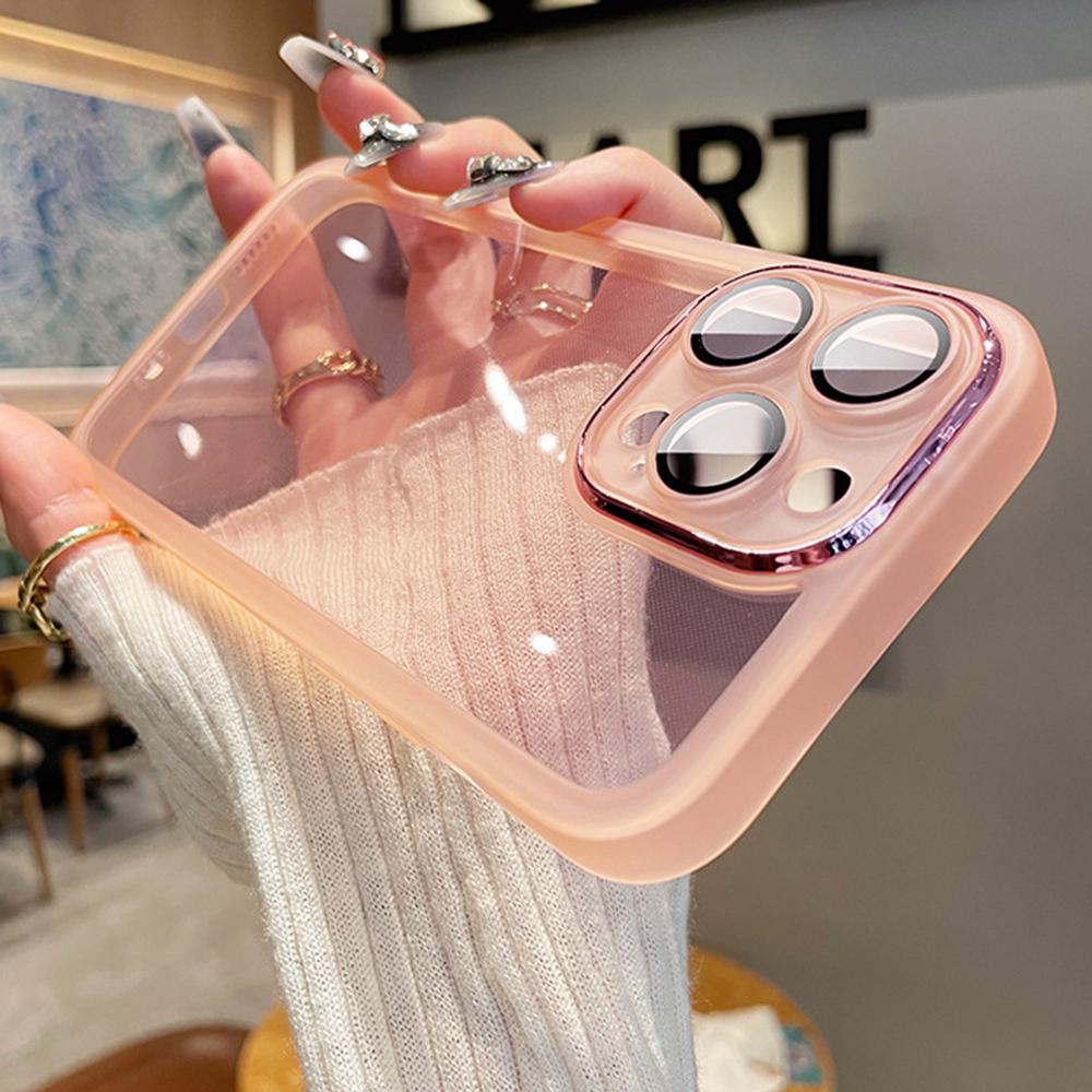 For iPhone 16 Pro Max Case Gradient Glitter Shockproof PC+TPU Phone Cover with Lens Film