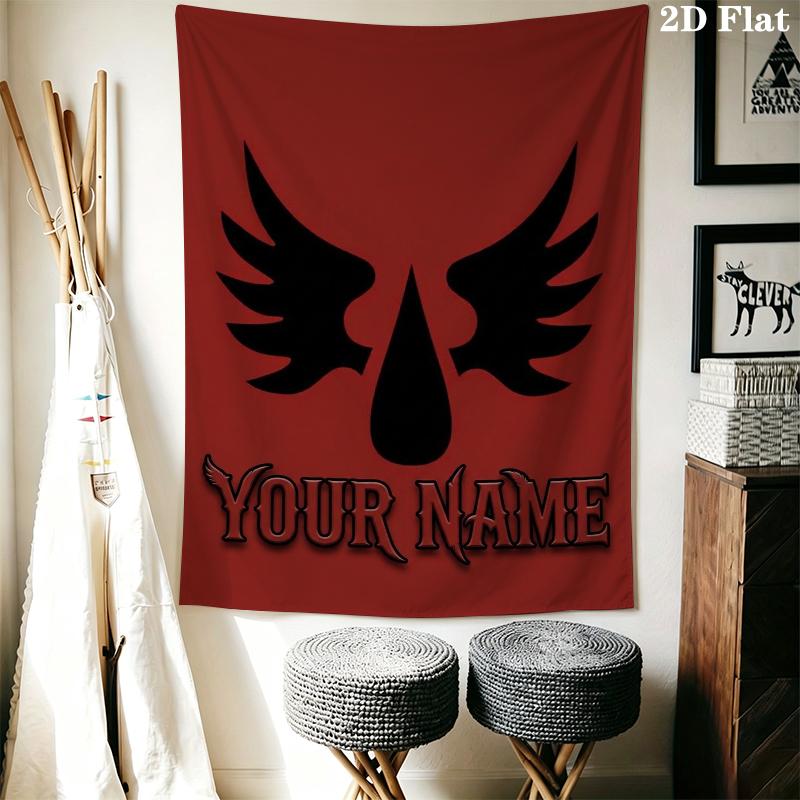 Custom Name Blood Angels Wall Tapestry Aesthetic Wall Hanging Printed Fabric Blanket Decorative Tapestries for Bedroom Living Room Home Decor