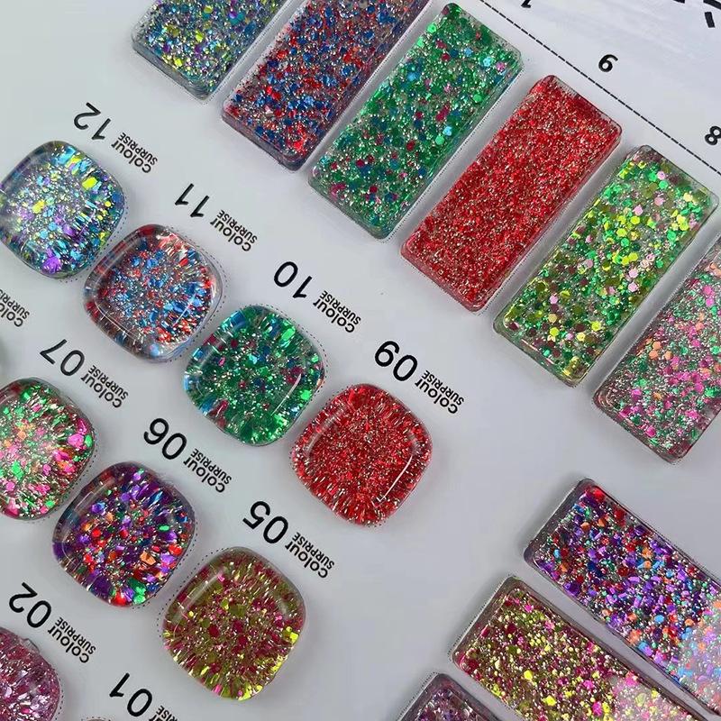 Żel do paznokci z brokatem Aurora z kruszonego diamentu: Perłowy Puder Rozświetlający, Popularny Żel do Terapii Światłem, Efekt Kalejdoskopu