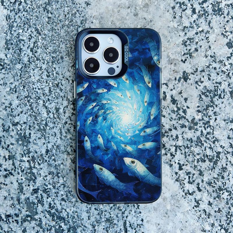 Cute Joyful Small Fish Group Phone Case For iPhone 16 Pro Max 15 14 Pro Max Plus 13 Mini 12 Pro Max 11  Advanced Laser Covers