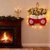 with LED Lights Christmas Mitten Wreath Artificial Berries Christmas Door Garland  New Year