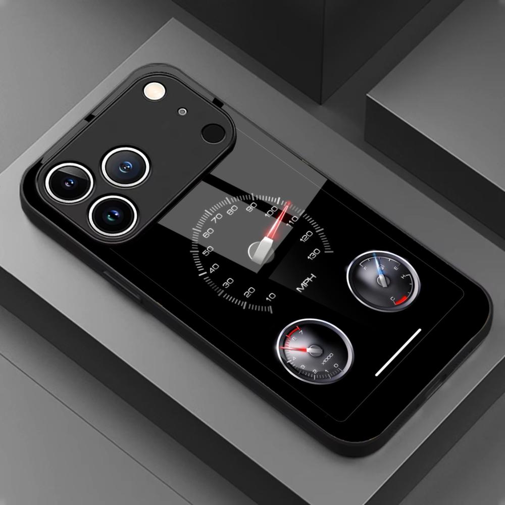 Black Car Dashboard Art mobile phones Glass phone case for iphone 17 pro max cover for iPhone 17 16 15 14 13 12 11pm Pro Plus