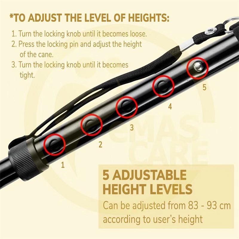 Cross-Border Trusty Cane: Five-Section Lighted Walking Stick with Voice Broadcast