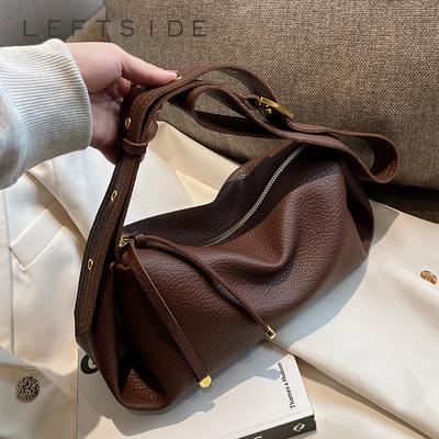 Bucket Shoulder Bags for Women 2024 Winter Trend Vintage Designer Leather Zipper Crossoby Handbags and Purses