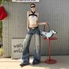 American retro jeans, new high street low-rise loose and slightly mop pants for women