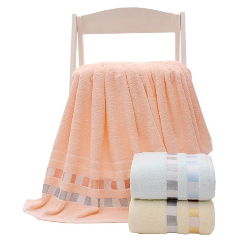 Jacquard Ribbon Checkered Large Bath Towel, Thick Cotton Soft Absorbent Beach Towel