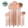 20Pcs Luxury Matte Flatware Set Kitchen Stainless Steel Tableware Set Hotel Dinnerware Set Rainbow Cutlery Set Gift
