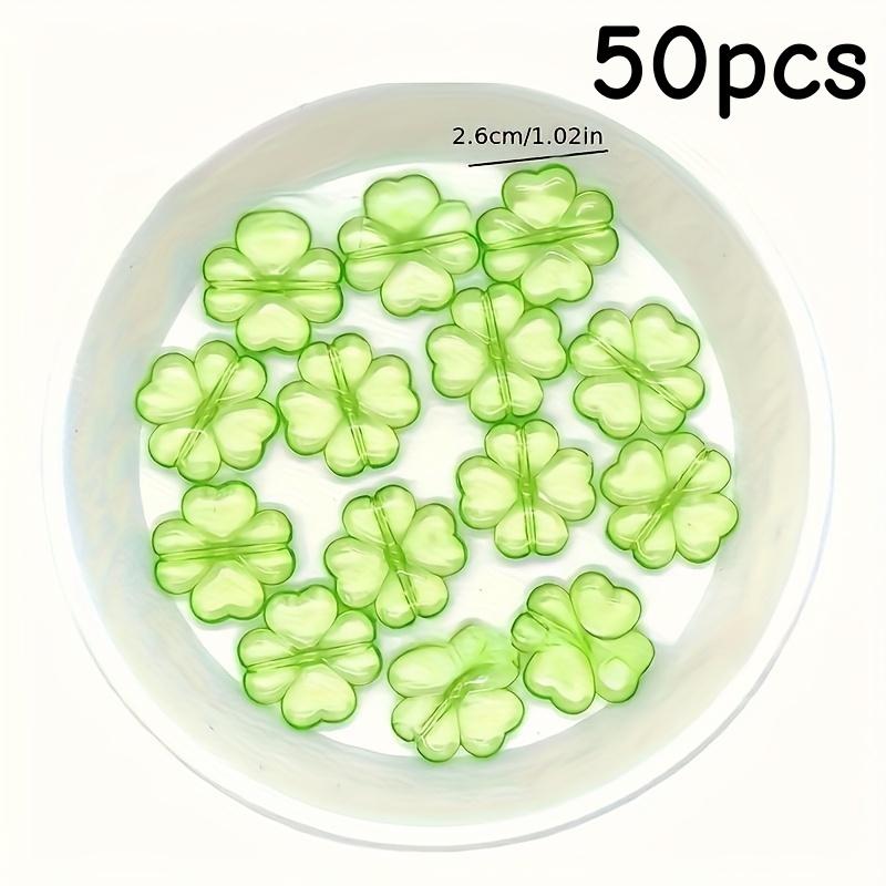 

50 pieces of green clover beads, 26mm acrylic jewelry, suitable for DIY jewelry making - perfect for necklace and bracelet craft 50pcs