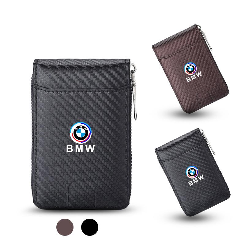 Carbon Fibre Leather Wallet Car Emblem Credit Card Bag Purses For BMW 50th Anniversary 3 5 Series X1 X3 X4 X5 X6 F10 F30 E46 E60 rlzh86